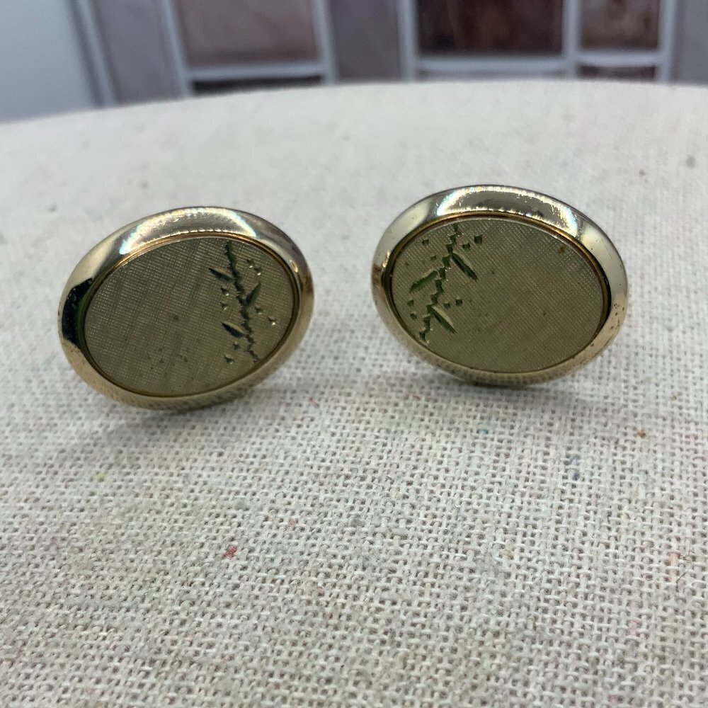 Swank Vintage Oval Gold Tone Cuff Links